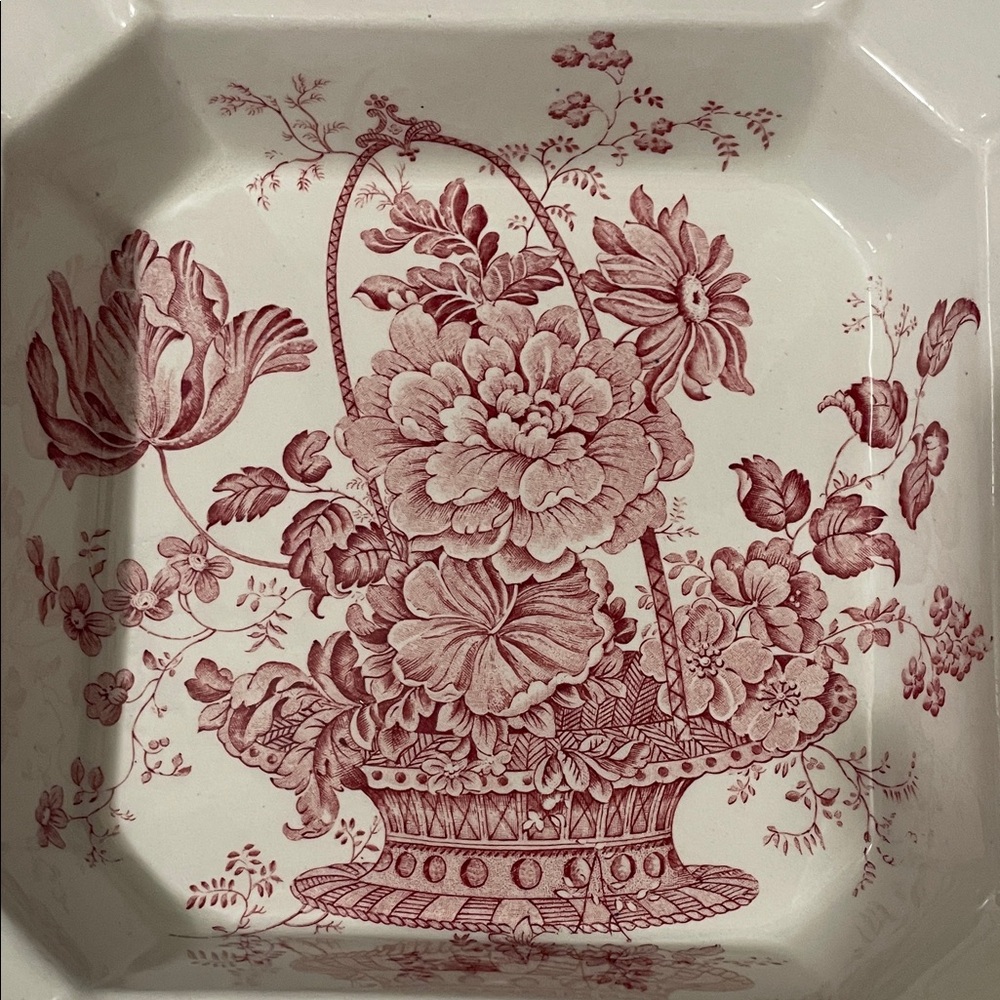 Vintage 8”x8”  ROYAL CROWNFORD IRONSTONE, Floral Ceramic Dish in Cream and Pink - Picture 3 of 3